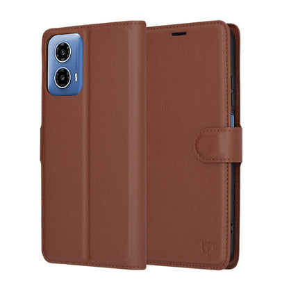 Case for Motorola Moto G45 / G34, Techsuit, Leather Folio, Brown
