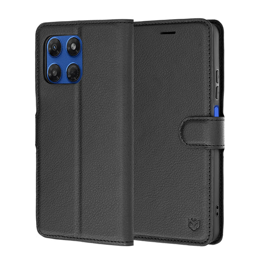 Case for Motorola Moto G47 / G37 Power / G37, Techsuit, Leather Folio, Black
