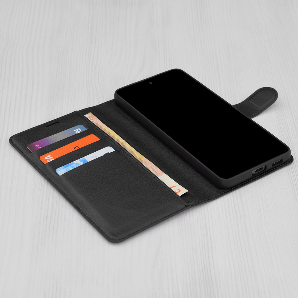 Case for Motorola Moto G54, Techsuit, Leather Folio, Black
