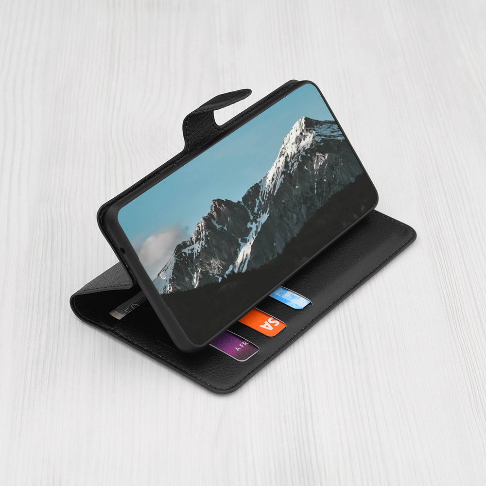 Case for Motorola Moto G54, Techsuit, Leather Folio, Black