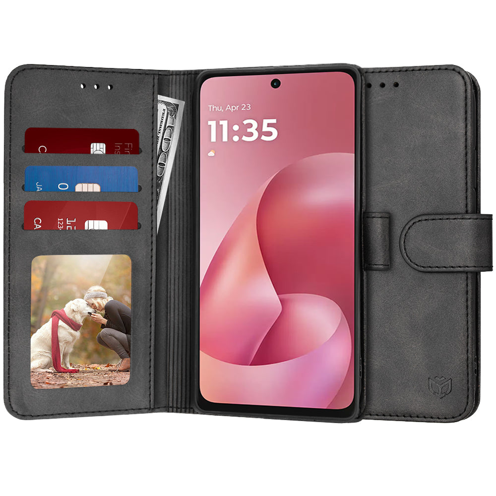 Case for Motorola Moto G67 Power / G57 Power, Techsuit, Diary Book, Black