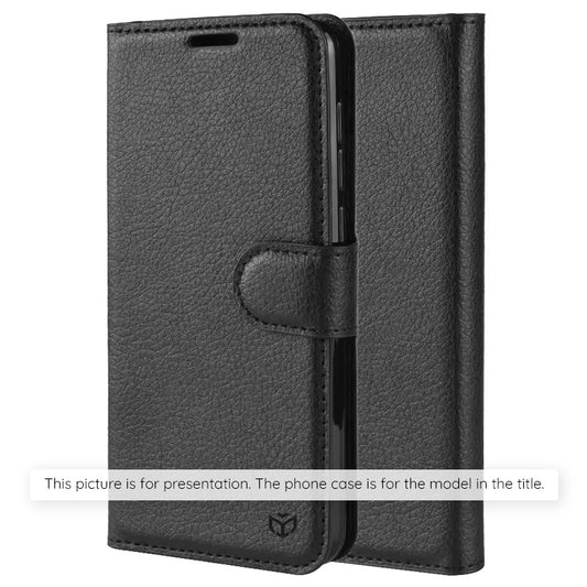 Case for Motorola Moto G77 / G67, Techsuit, Leather Folio, Black