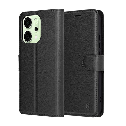 Case for Oppo Reno14, Techsuit, Leather Folio, Black