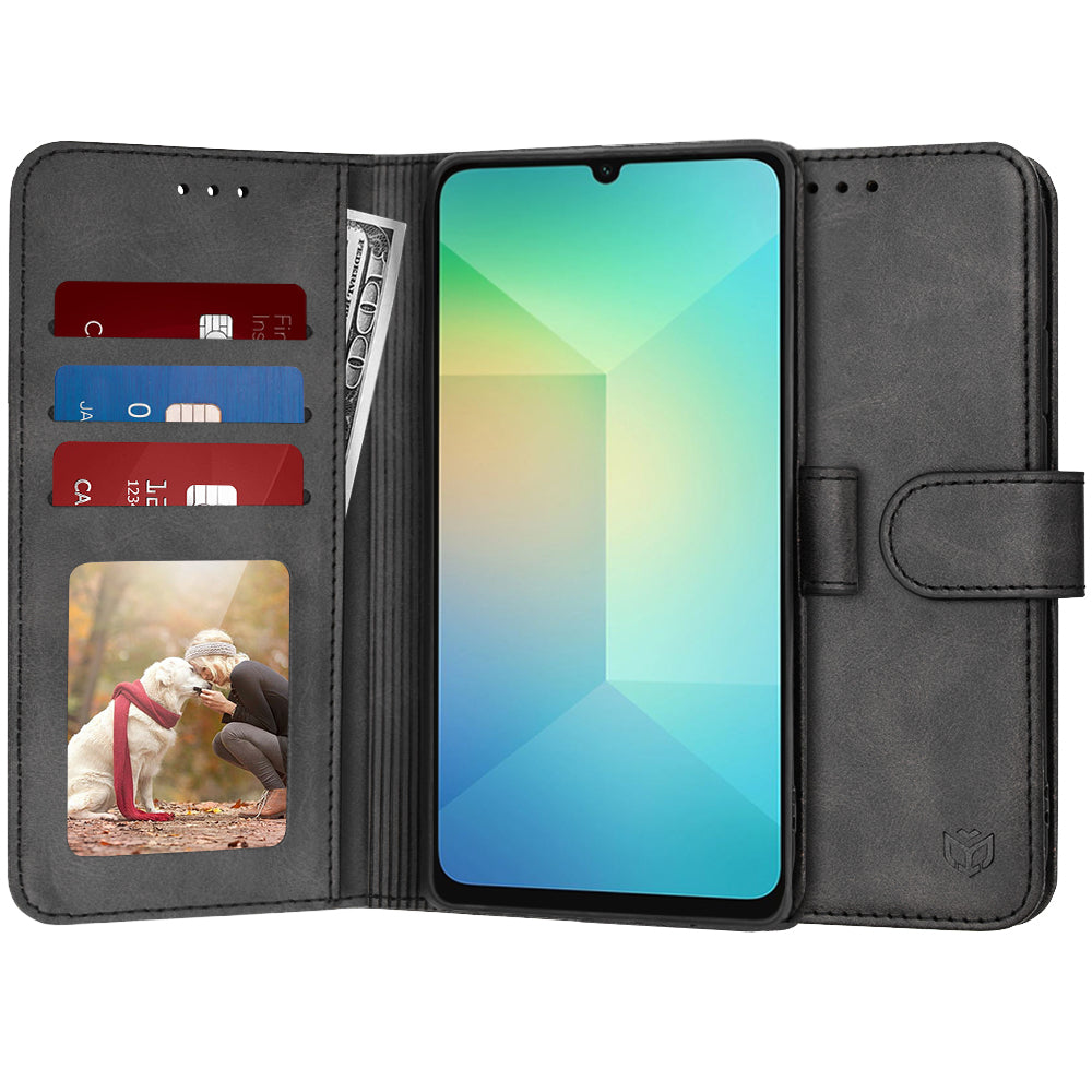 Case for Samsung Galaxy A06 A065, Techsuit, Diary Book, Black