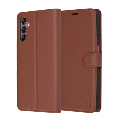 Case for Samsung Galaxy A14 A145 / A14 5G A146, Techsuit, Leather Folio, Brown