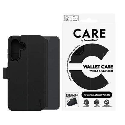 Case for Samsung Galaxy A36 A366, PanzerGlass, Care Feature Kickstand Wallet, Black