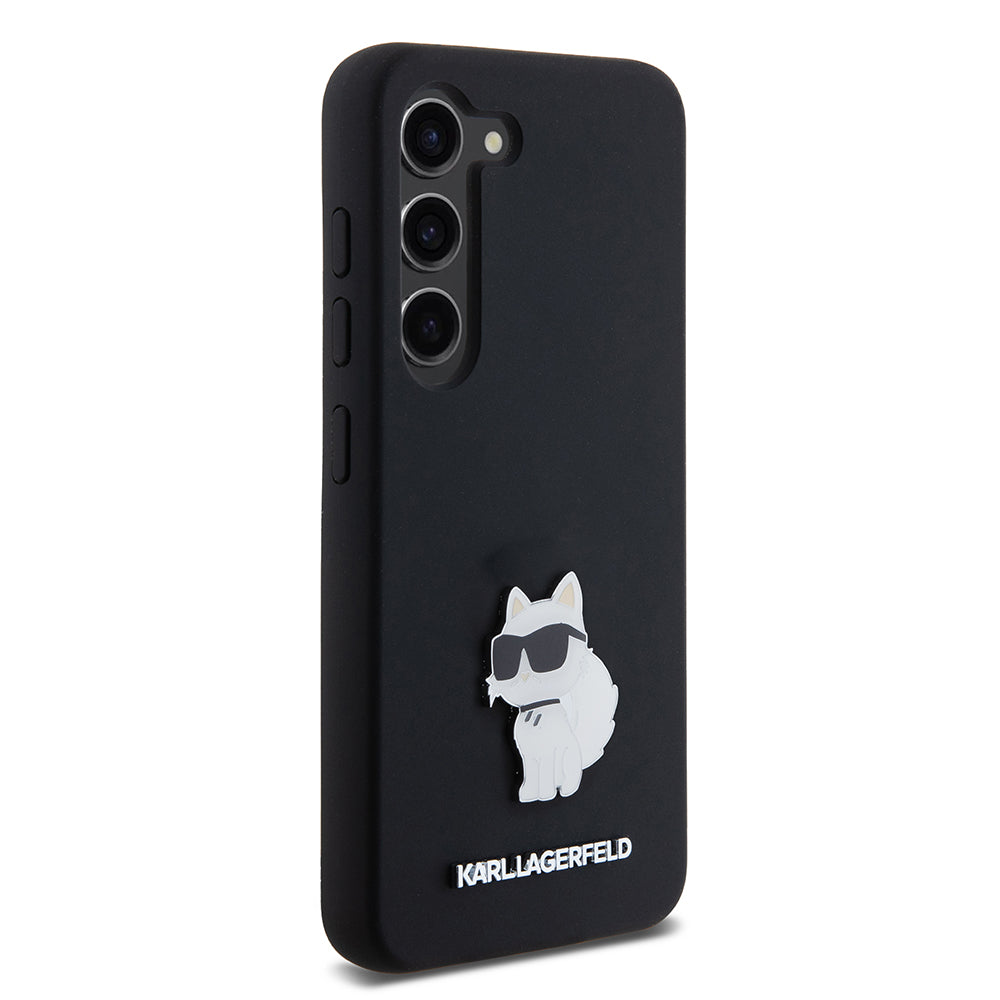 Case for Samsung Galaxy S23 S911, Karl Lagerfeld, Silicone Choupette Metal, Black
