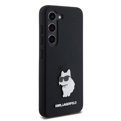 Case for Samsung Galaxy S23 S911, Karl Lagerfeld, Silicone Choupette Metal, Black