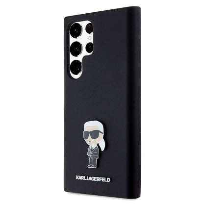 Case for Samsung Galaxy S23 Ultra S918, Karl Lagerfeld, Silicone Ikonik Karl Metal, Black