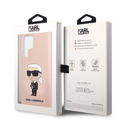 Case for Samsung Galaxy S23 Ultra S918, Karl Lagerfeld, Ikonik Karl Silicone, Pink