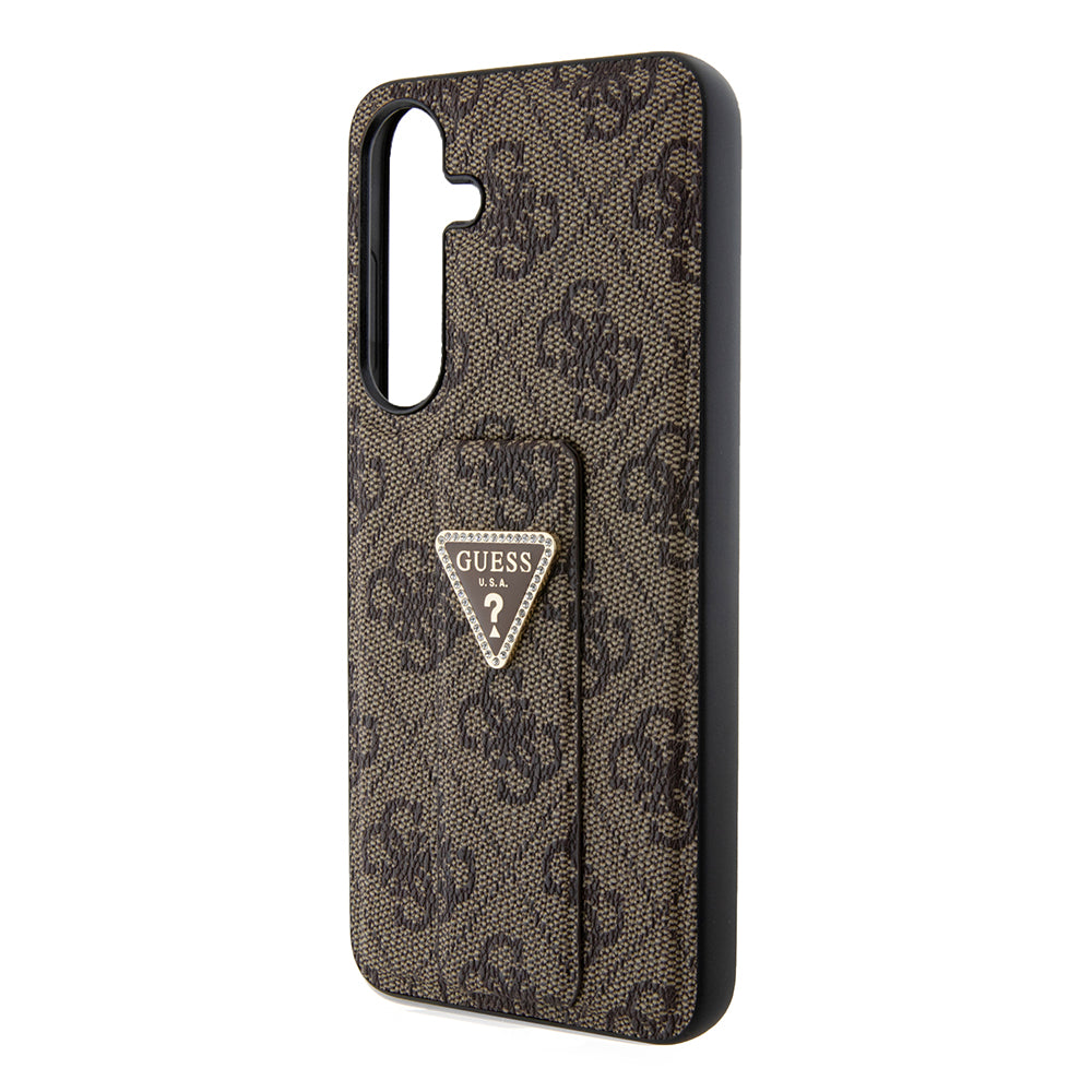 Case for Samsung Galaxy S24+ S926, Guess, Grip Stand 4G Triangle Strass, Brown