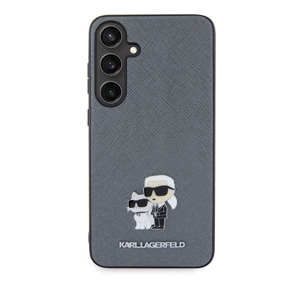Case for Samsung Galaxy S24+ S926, Karl Lagerfeld, Saffiano Karl & Choupette Metal, Grey