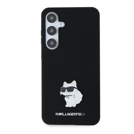 Case for Samsung Galaxy S24+ S926, Karl Lagerfeld, Silicone Choupette Metal, Black