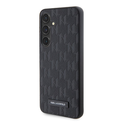 Case for Samsung Galaxy S24 S921, Karl Lagerfeld, Saffiano Mono Metal Logo, Black