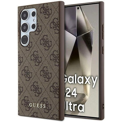 Case for Samsung Galaxy S24 Ultra S928, Guess, 4G Metal Gold Logo, Brown
