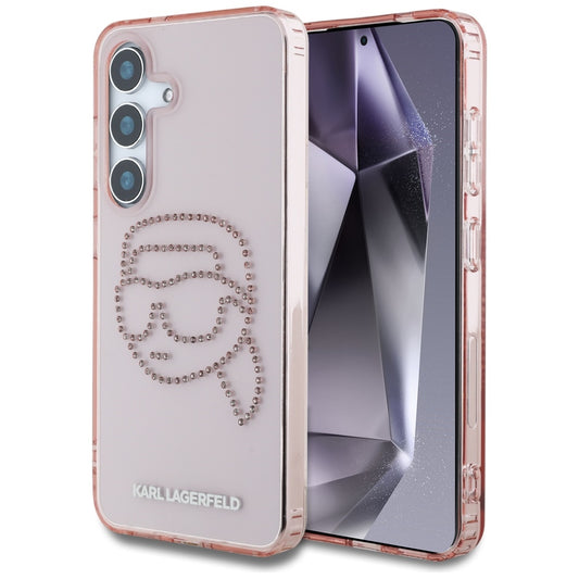 Case for Samsung Galaxy S25 S931, Karl Lagerfeld, IML Rhinestones Karl's Head, Pink