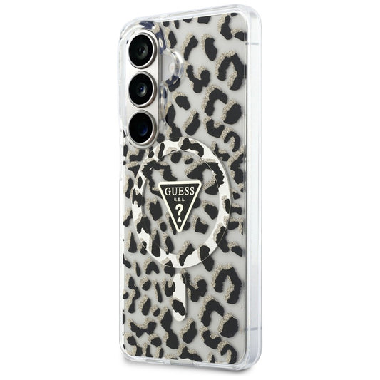 MagSafe Case for Samsung Galaxy S26 S942, Guess, IML Leopard Pattern, Black