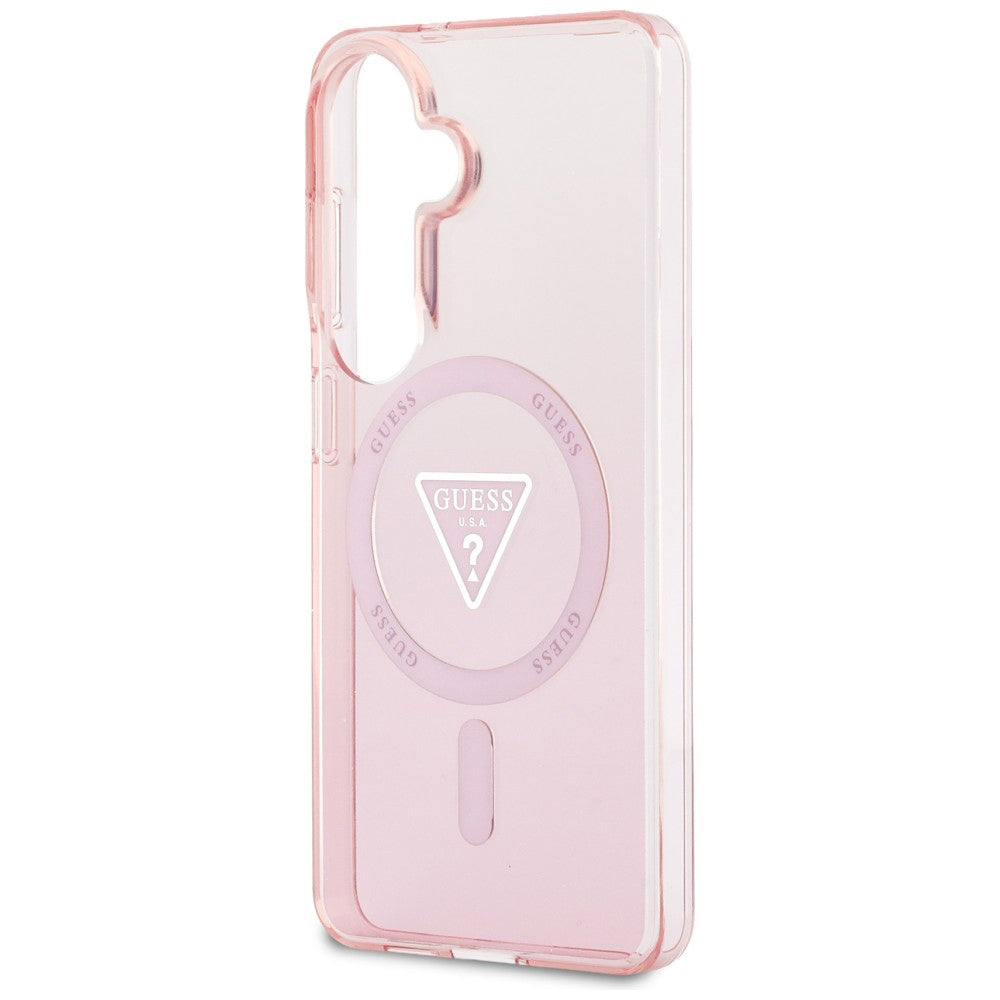 MagSafe Case for Samsung Galaxy S26 S942, Guess, IML Gradient Triangle Logo, Pink