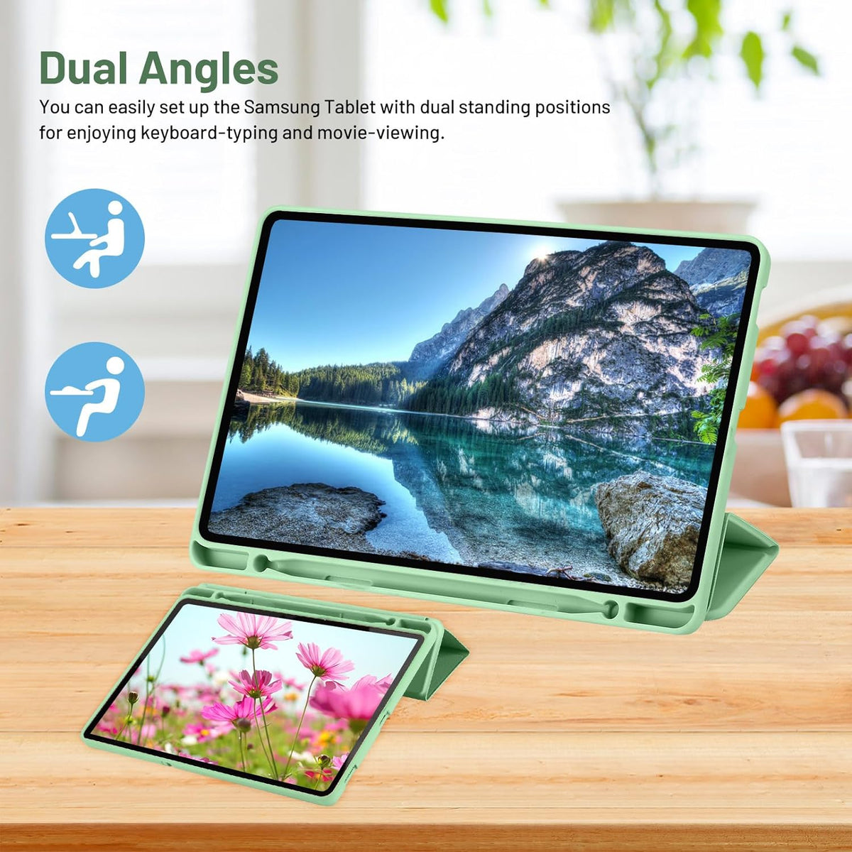 Case for Samsung Galaxy Tab S6 Lite (2024) / Tab S6 Lite (2022) / Tab S6 Lite (2020), Techsuit, Flex Trifold, Matcha Green