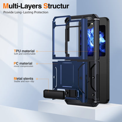 Case for Samsung Galaxy Z Flip5 F731, Techsuit, Hybrid Armor Kickstand, Blue