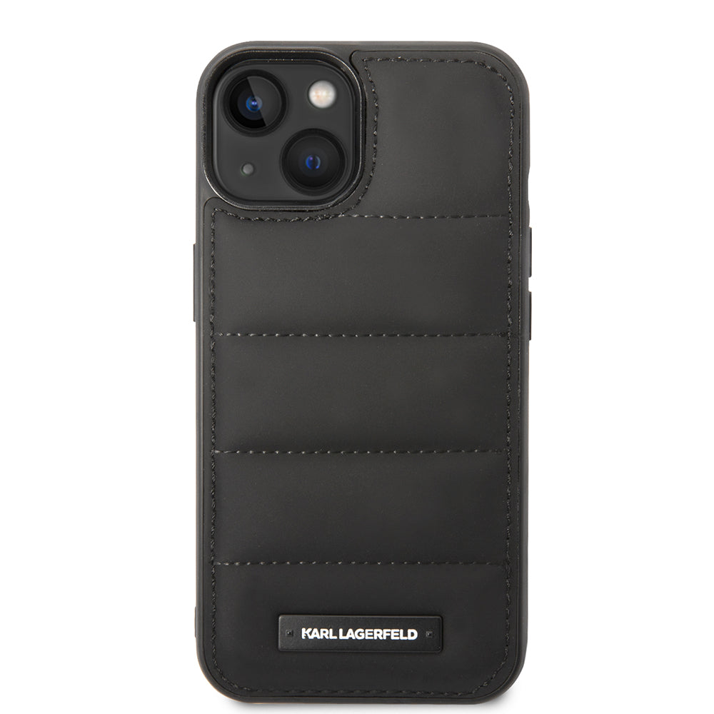 Case for Apple iPhone 14 Plus, Karl Lagerfeld, Quilted Puffy Metal Logo, Black