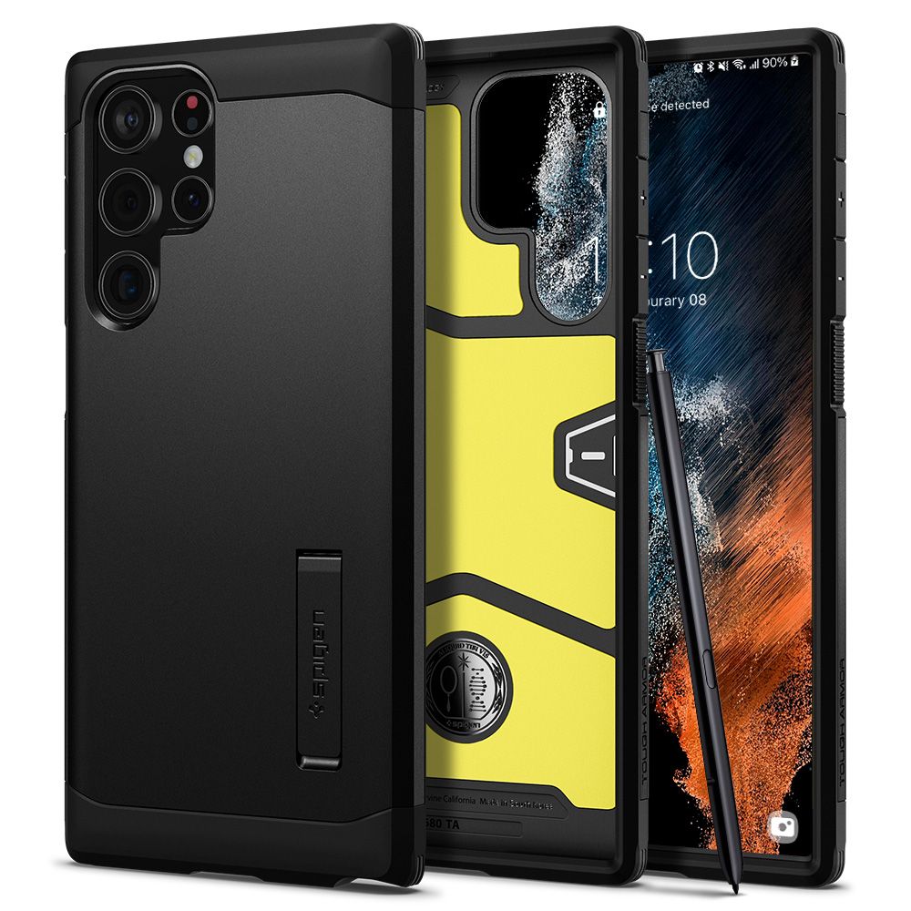 Case for Samsung Galaxy S22 Ultra 5G S908, Spigen, Tough Armor, Black ACS03923
