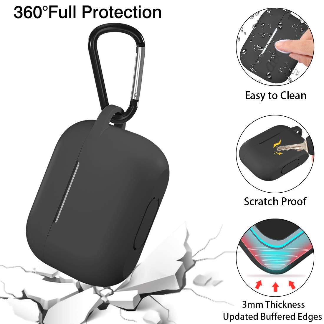 Techsuit Silicone Case for Apple AirPods 3, Black
