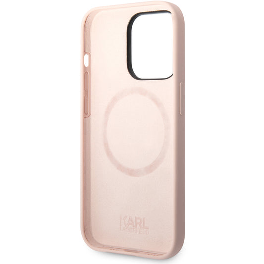 MagSafe Case for Apple iPhone 14 Pro, Karl Lagerfeld, Silicone Body Karl & Choupette, Pink