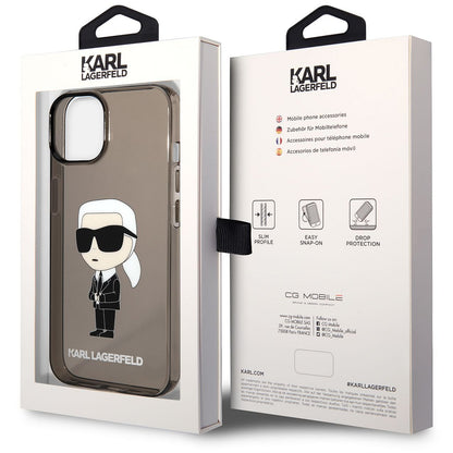 TPU Case Karl Lagerfeld IML for Apple iPhone 14 Plus, Ikonik NFT, Transparent Black KLHCP14MHNIKTCK