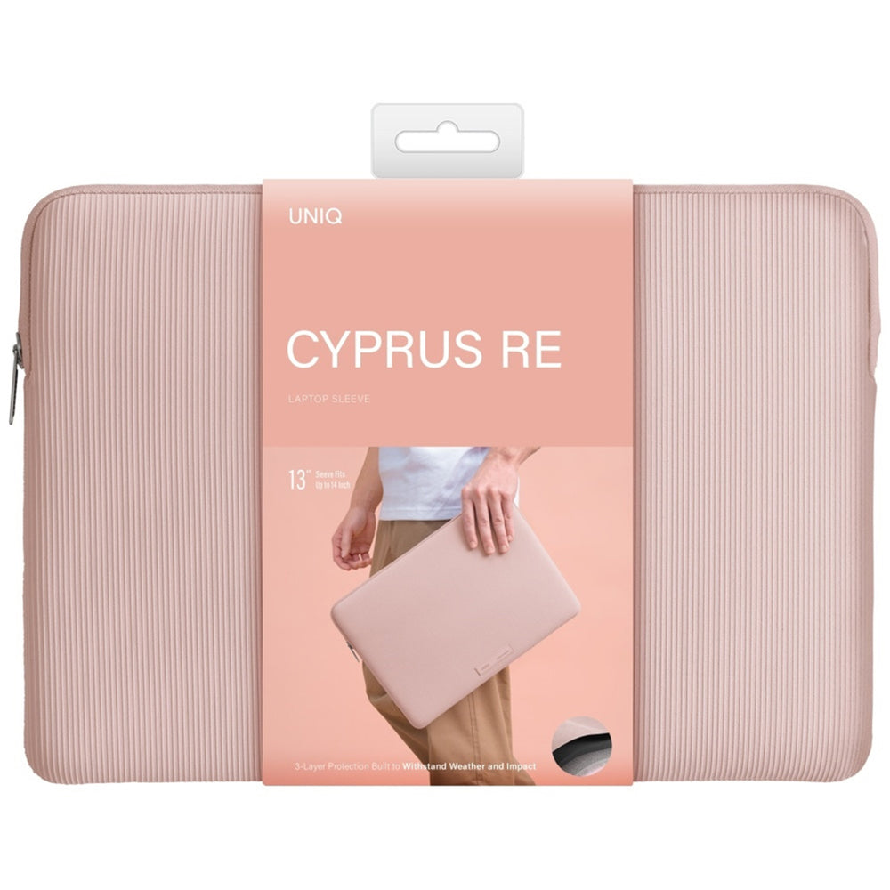 UNIQ Cyprus Ridge Sleeve for Laptop max. 14inch, Pink