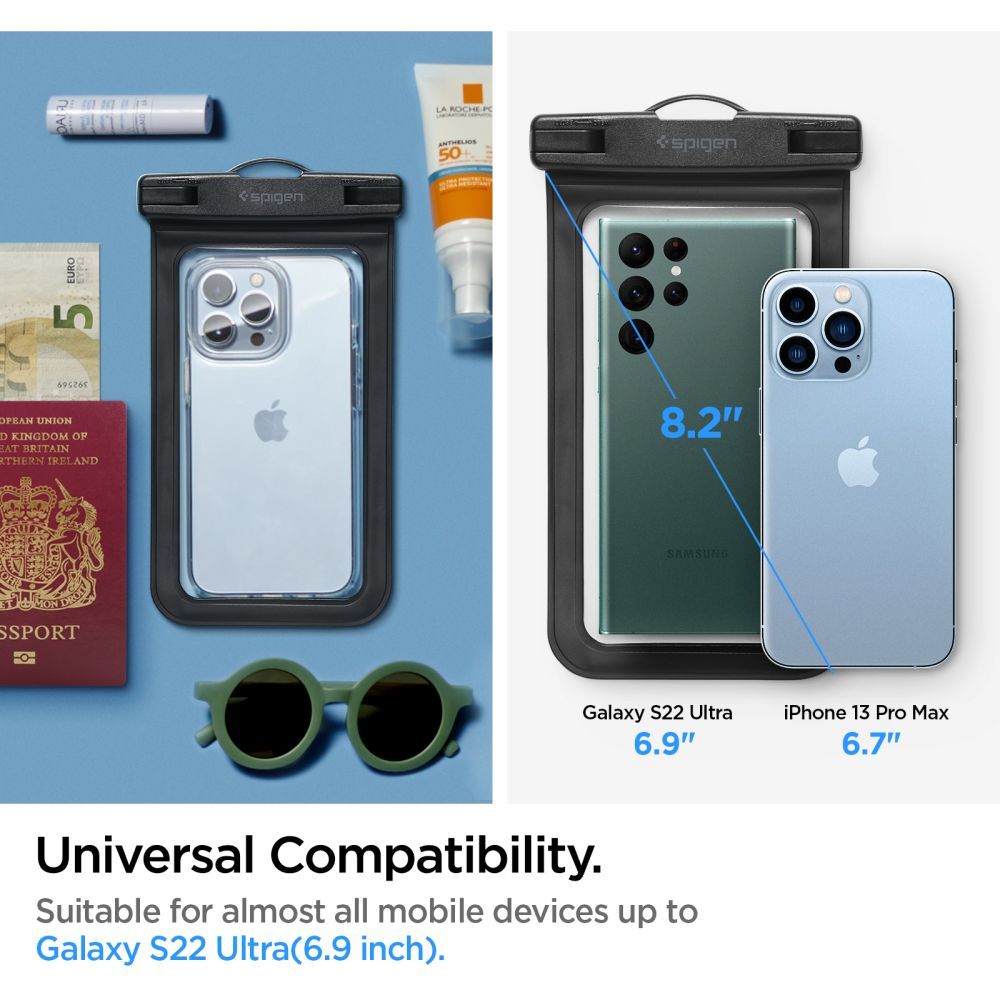 Universal Waterproof Case for Phone 3.5inch - 7inch, Spigen, A601, Black AMP04525
