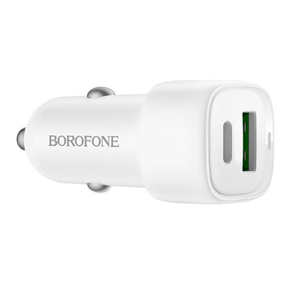 Borofone BZ34B Cloud Car Charger, 20W, 3A, 1 x USB-A - 1 x USB-C, White
