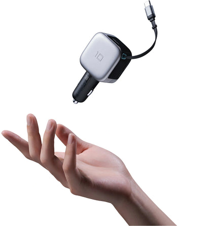 Car Charger With USB-C Cable Cuktech CC903P Display, 100W, 5A, 1 x USB-A - 1 x USB-C, Gray