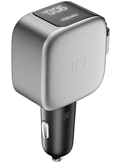 Car Charger With USB-C Cable Cuktech CC903P Display, 100W, 5A, 1 x USB-A - 1 x USB-C, Gray