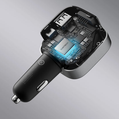 Car Charger With USB-C Cable Cuktech CC903P Display, 100W, 5A, 1 x USB-A - 1 x USB-C, Gray