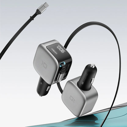 Car Charger With USB-C Cable Cuktech CC903P Display, 100W, 5A, 1 x USB-A - 1 x USB-C, Gray