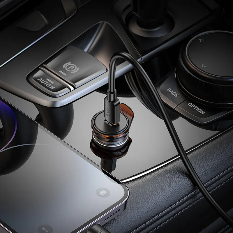 Car Charger with Lightning Cable HOCO NZ16, 30W, 3A, 1 x USB-C, Gray