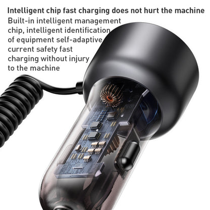 Car Charger with USB-C / Lightning Cable Yesido Y58 Display, 60W, 3A, 1 x USB-A - 1 x USB-C, Gray