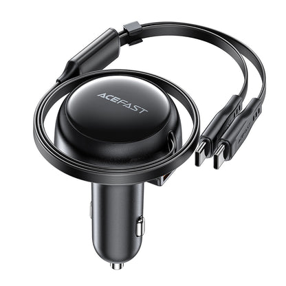 Acefast B13 Car Charger with USB-C Cable, 53W, 3A, 1 x USB-A, Black