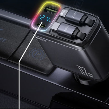 Car Charger with USB-C / Lightning Cable Yesido Y63 Display, 117W, 3A, 1 x USB-A - 1 x USB-C, Gray