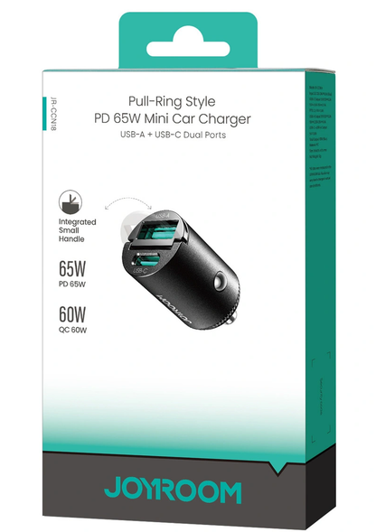 Joyroom JR-CCN18 Car Charger, 65W, 1 x USB-A - 1 x USB-C, Black
