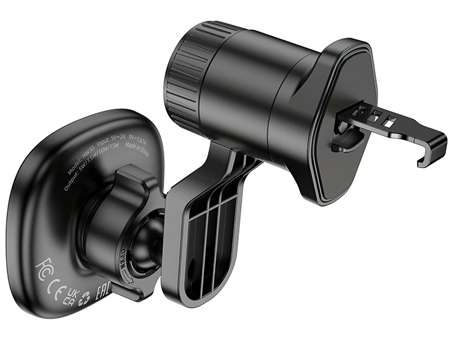 HOCO HW31 Wireless Car Charger, 15W, 1.67A, Black