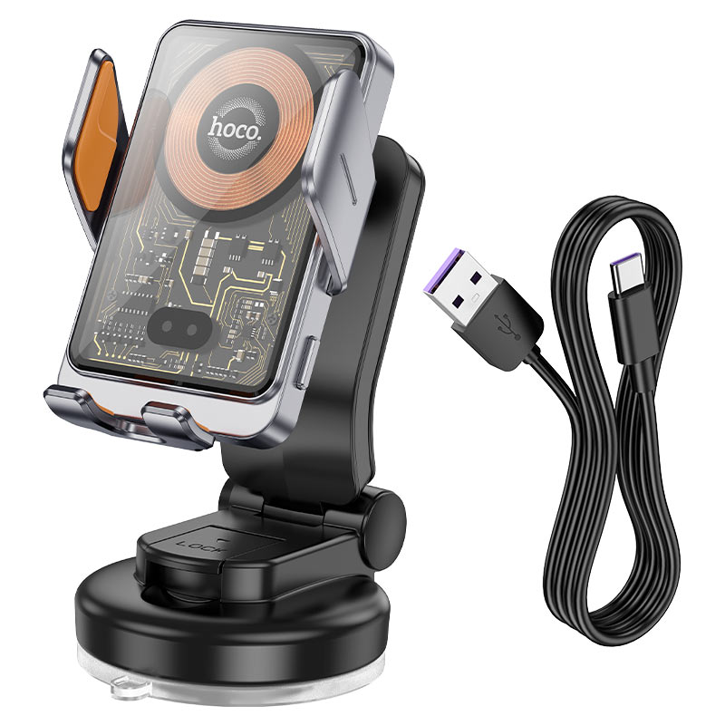 HOCO HW8 Wireless Car Charger, 15W, 1.67A, Black