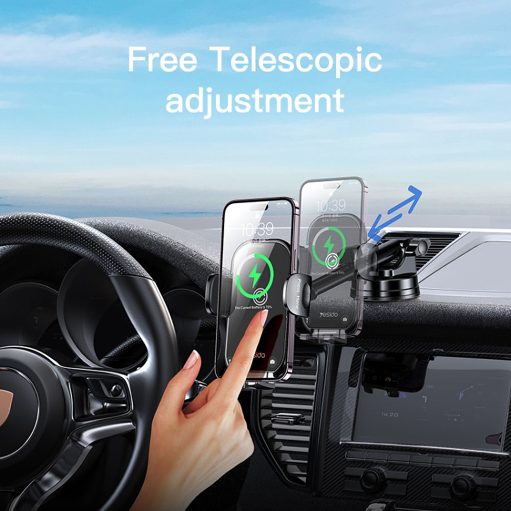 Yesido C197 Wireless Car Charger, 15W, 1.67A, Black