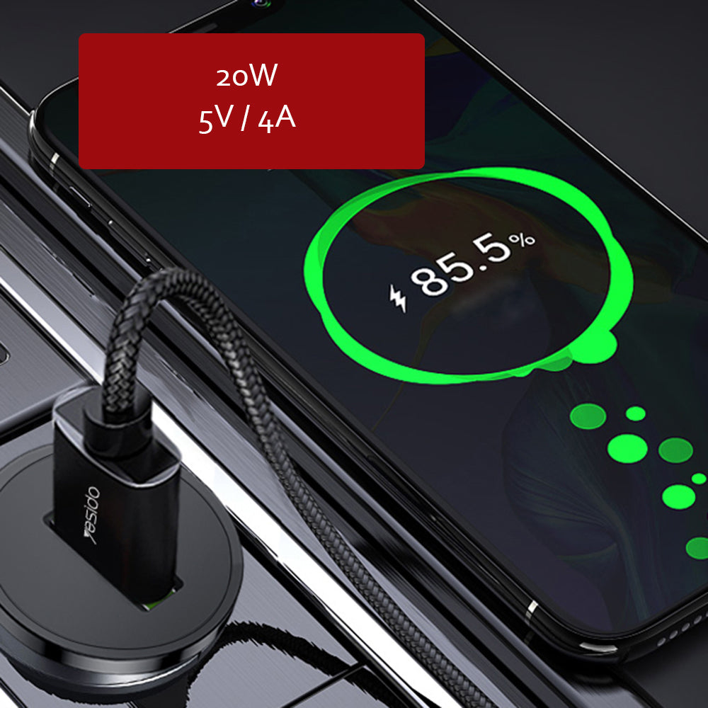 Yesido Y38 Car Charger, 18W, 3A, 1 x USB-A, Black