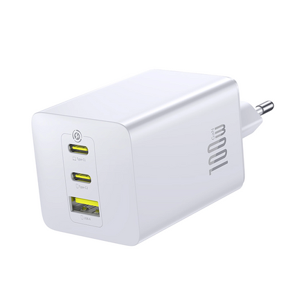 Baseus EnerFill FE11 Network Charger, 100W, 5A, 1 x USB-A - 2 x USB-C, White P10182102213-00