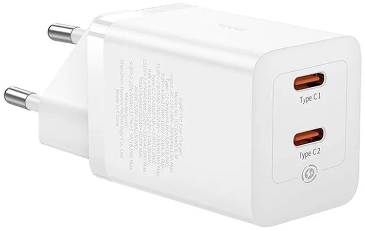 Baseus GaN5 Pro Network Charger, 40W, 3A, 2 x USB-C, White CCGP180102