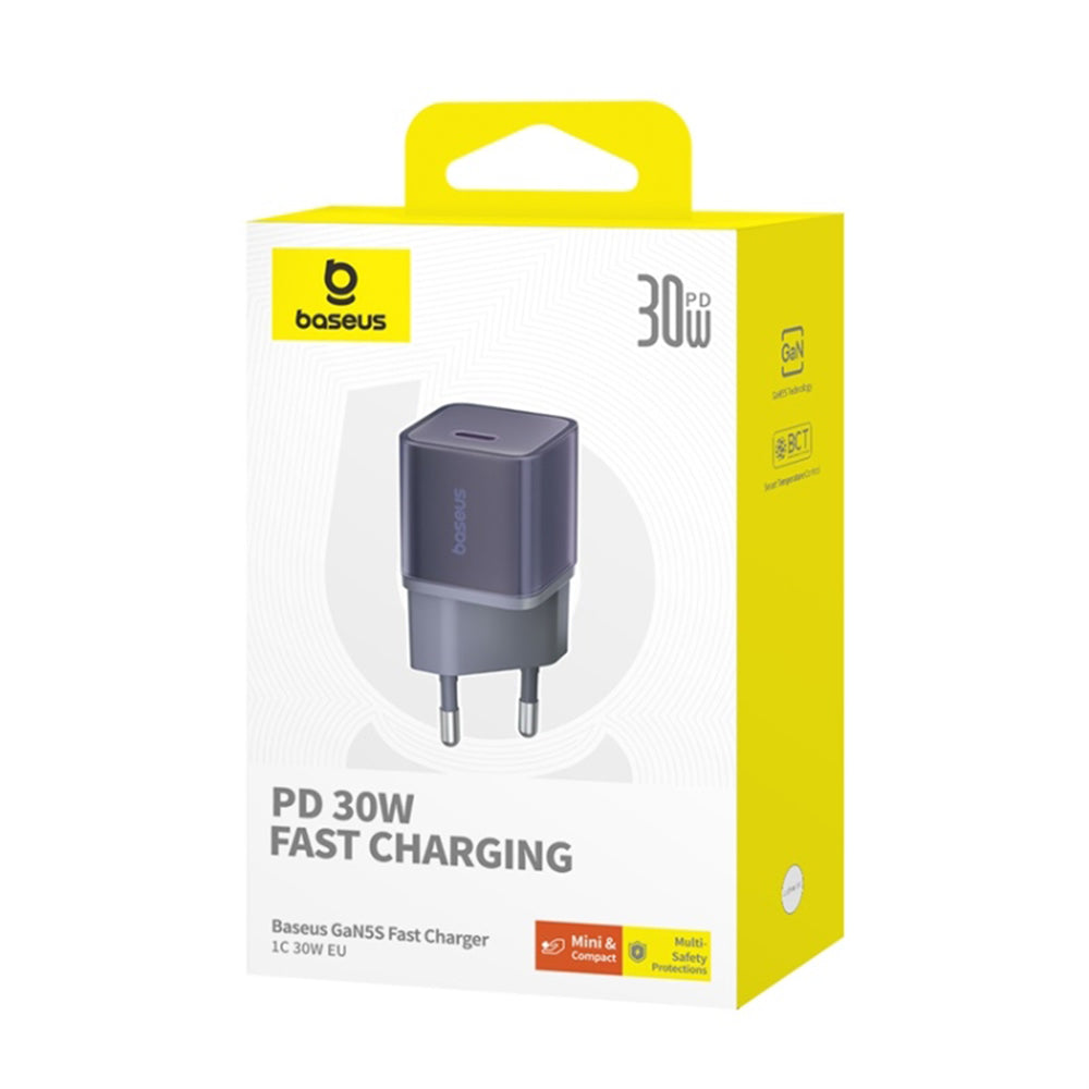 Baseus GaN5S Network Charger, 30W, 3A, 1 x USB-C, Purple P10162504523-00