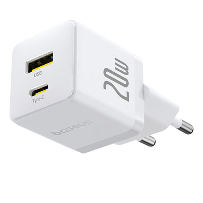 Baseus Palm Network Charger, 20W, 3A, 1 x USB-A - 1 x USB-C, White CCZC20UE