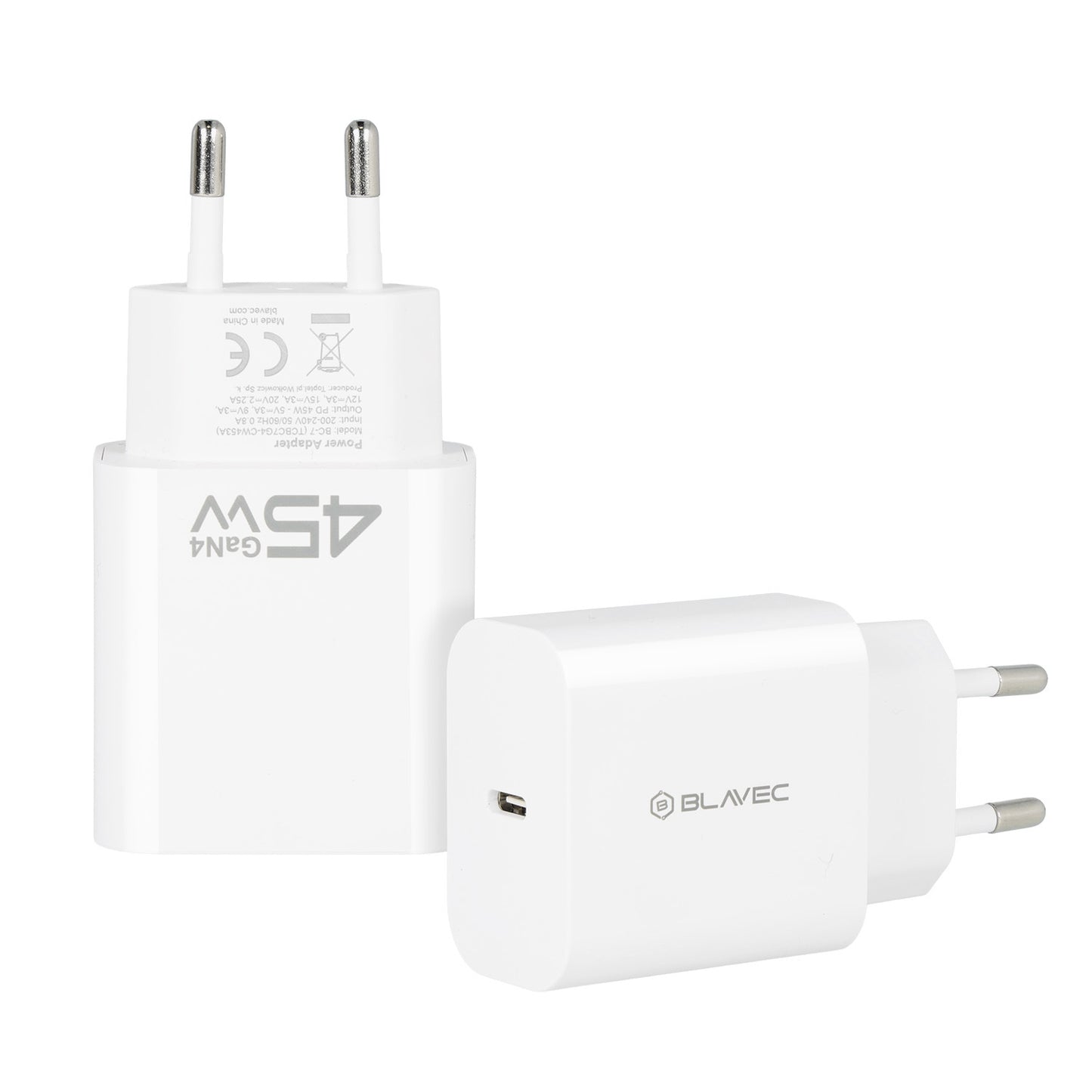 Blavec BC-7 Network Charger, 45W, 3A, 1 x USB-C, White